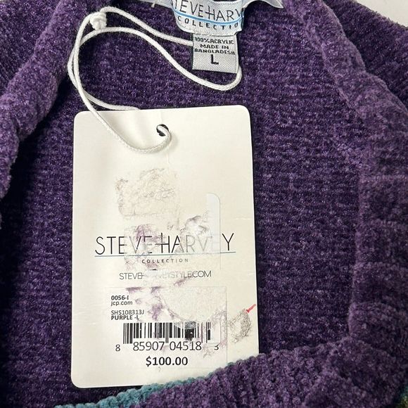 Steve Harvey Striped NWT Men Sweater Pullover  Striped L Purple - Picture 9 of 12